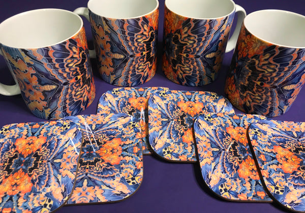 Contemporary Grey Blue Orange Placemats & Coasters - Table Mats -