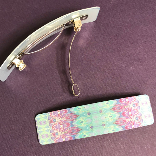 Persian Style Purple Turquoise Hair Clip - Orchid Patterned Hair Barrette