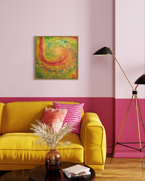 Richly Jewelled Sunset Shoal Silk Painting - hand painted silk Sunset Shoal