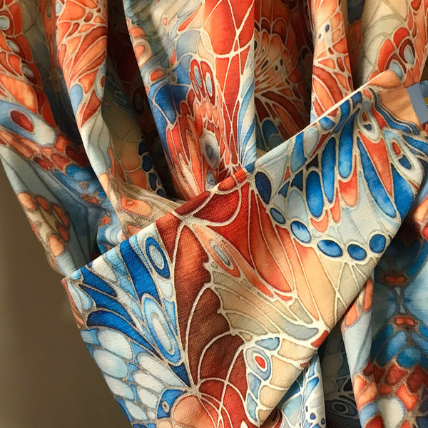 Chenille Butterfly Made to Order Curtains.  Blue Teracotta Bespoke Designer Fabrics