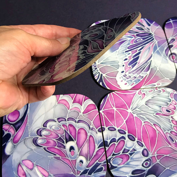 Purple Grey Placemats & Coasters - High Quality Table Mats - Purple Butterfly Tableware