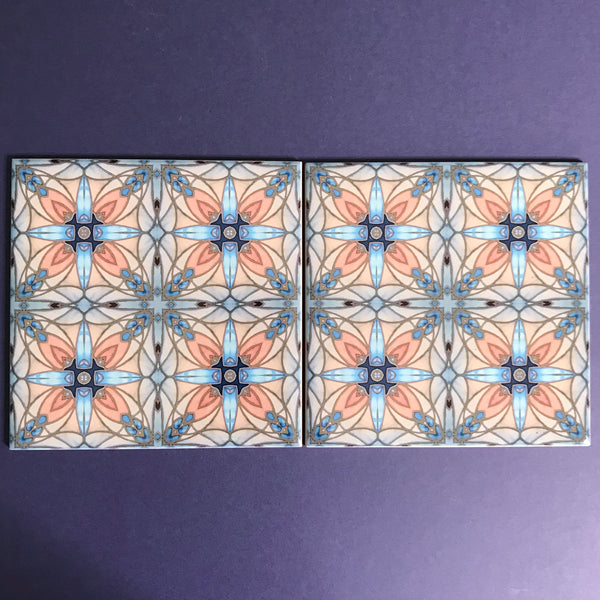 Italian Style Tiles - contemporary tile in blue grey and terracotta sand - Echoes of Assisi - 6x6"