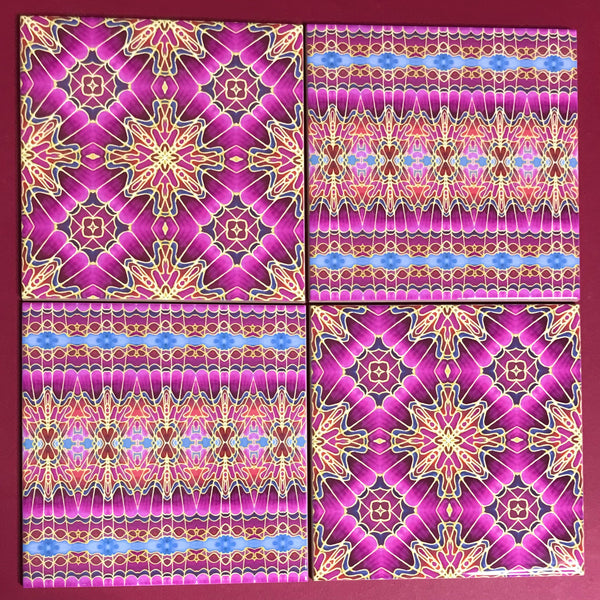 Magenta Party Mix Set of Bathroom Tiles - Bright Bohemian Kitchen Tiles