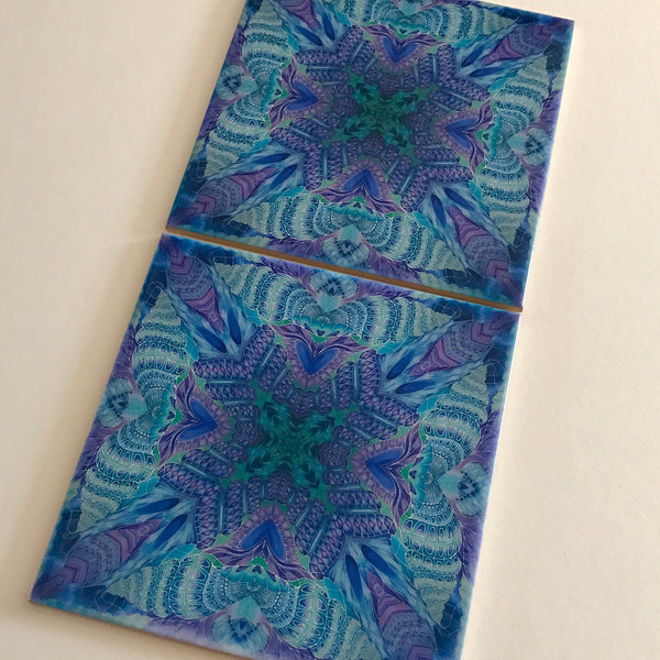 Bohemian Kaleidoscope Mixed Tile Set Blue Green Purple Tiles - Beautiful Tile - Bohemian Tiles