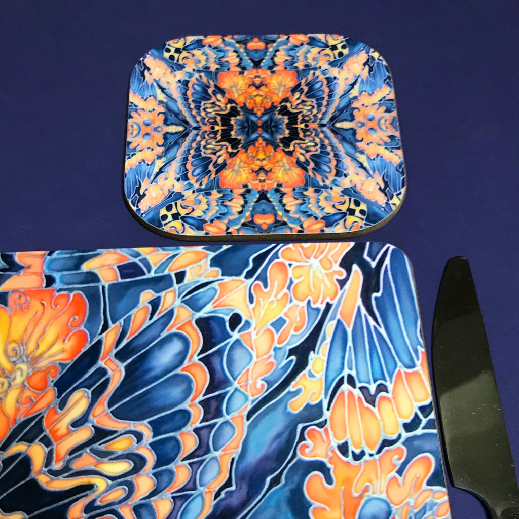 Contemporary Grey Blue Orange Placemats & Coasters - Table Mats -