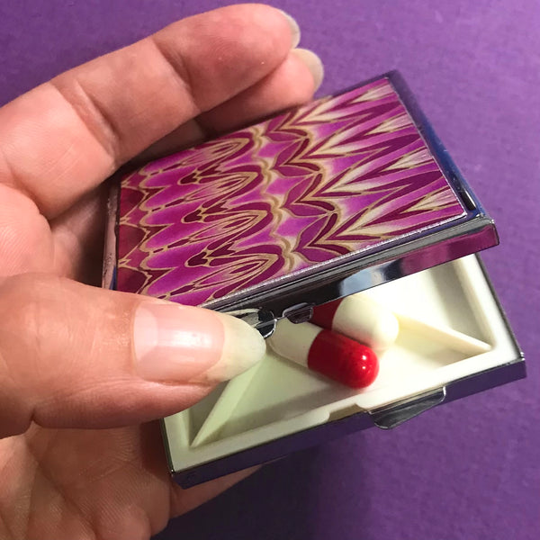 Pink Persian style Large Pill Box - Stud Earing Jewellery Box