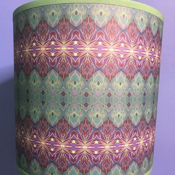 Purple Turkish Blue Persian Orchid Contemporary Lamp Shade - Mediterranean Blue Drum Shade - Atmospheric lighting