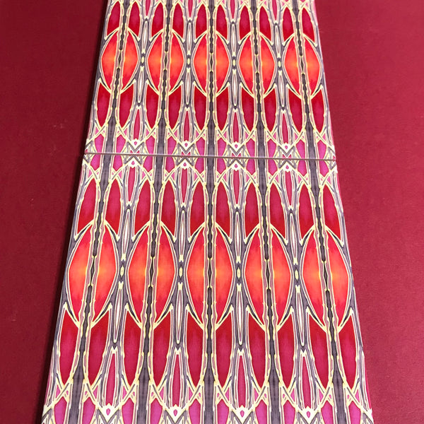 Red Gold Oriental Style Bathroom Tiles - Bohemian Kitchen Tiles - Orchid Repeat Decorative Tiles