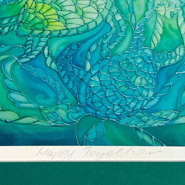 Green turtles Signed Print - Turles swimming in the Sea - Sea Green Turtle Print - Bathroom Art