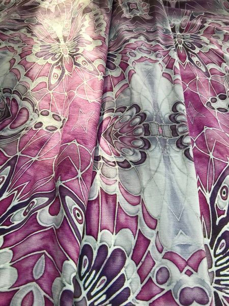 Lilac, Pink and Grey Butterfly Designer Luxury Velvet Curtain Fabric - for Upholstery and Soft Furnishings Too!