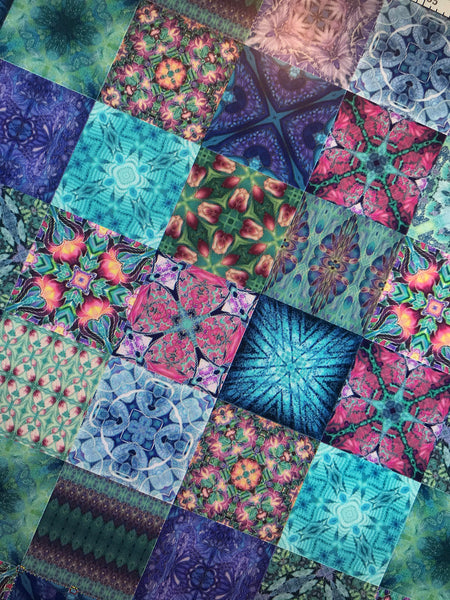 Cool Bohemian Mixed Set of 50 Ceramic Tiles - Blue Green Purple Turquoise Bright Bohemian Kitchen Tiles