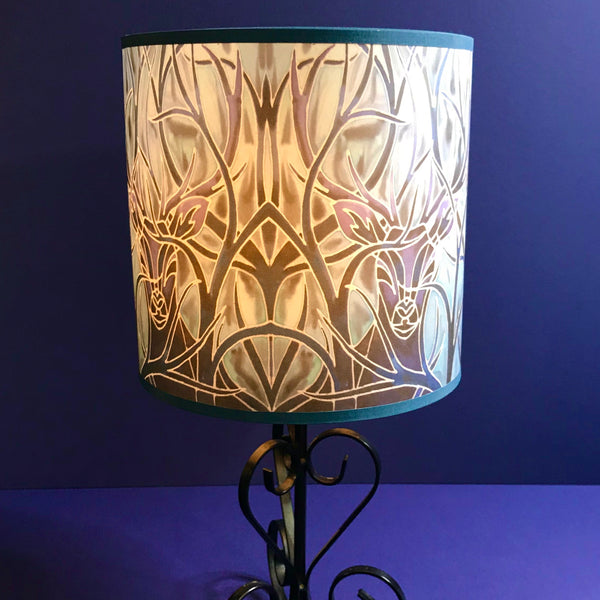Stag Contemporary Lamp Shade - Blue Stag Drum Shade - Atmospheric lamp Shade