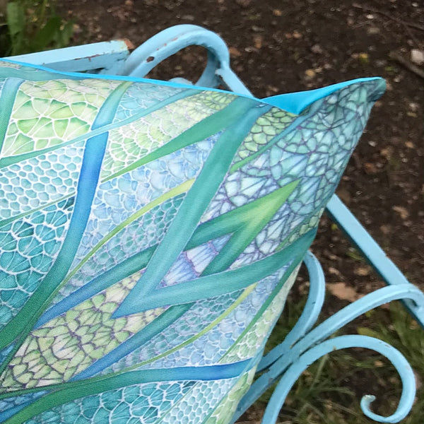 Sea Green Showerproof Cushion - Showerproof Garden Cushions - Blue green turquoise Cushion