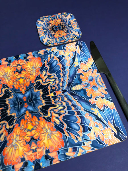 Contemporary Grey Blue Orange Placemats & Coasters - Table Mats -