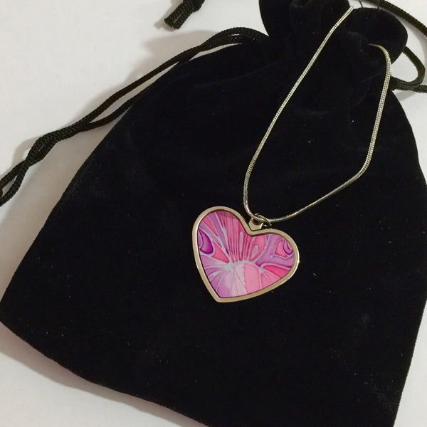 Pretty Pink Butterfly Necklace - Circle or Heart Necklace - Affordable gift