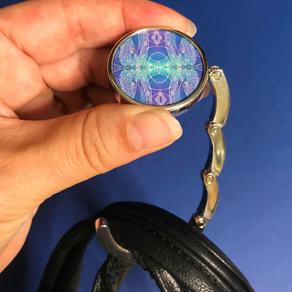 Blue Turquoise Dragonfly hand bag hanger - tote bag holder