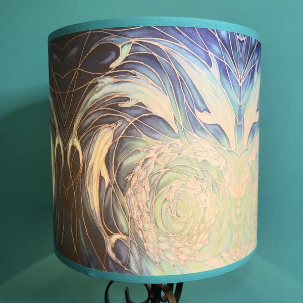Blue Aqua Dolphins Contemporary Lamp Shade for table lamp- Blue Swimming Dolphins Drum Shade - Atmospheric lamp Shade