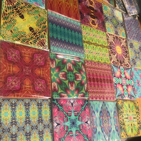 Frieda Kahlo Set of 50 Ceramic Tiles - Bohemian Blue Green Pink Red Gold and Burgundy Bright Bohemian Kitchen Tiles