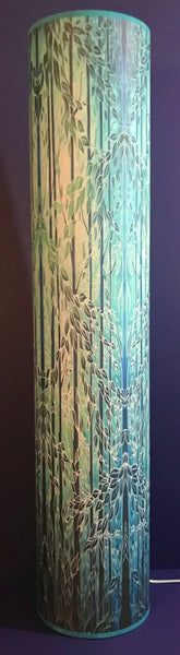 Into the Woods Contemporary Floor Lamp  - Tranquil Light Art Lamp - Blue Turquoise Aqua trees Lamp