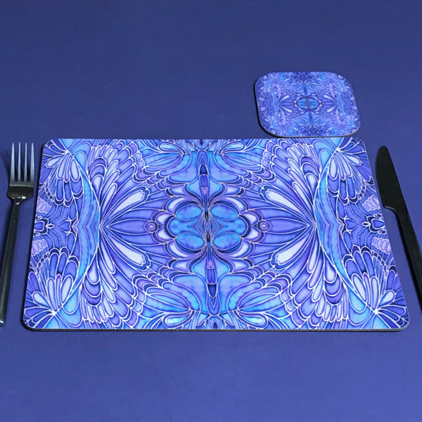 Soft Blue Lilac Butterfly Placemats and Coasters - Table Mats & Coasters, Blue Glass Chopping Boards