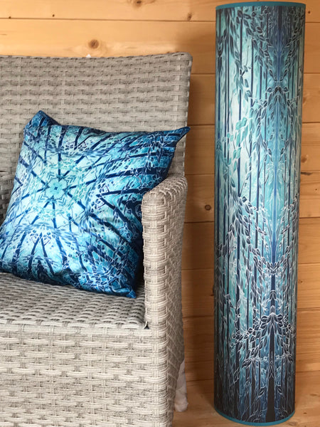 Into the Woods Contemporary Floor Lamp  - Tranquil Light Art Lamp - Blue Turquoise Aqua trees Lamp