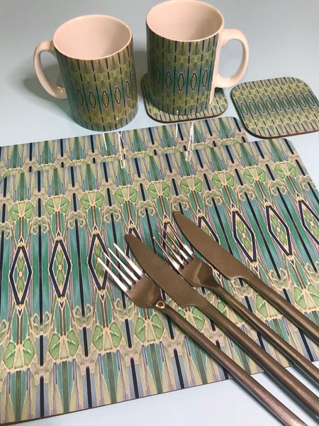 Deco Style duck egg, sage, turquoise Table Mats - green chopping boards