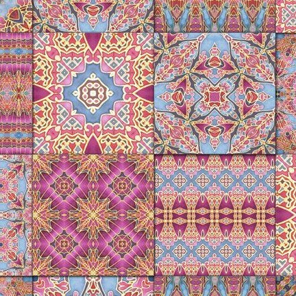 Pink Sunset Inspired Set of 20 Ceramic Tiles - Bohemian Blue Pink and Gold Warm Gentle Bohemian Kitchen Tiles