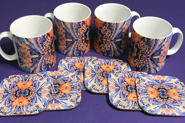 Contemporary Grey Blue Orange Placemats & Coasters - Table Mats -