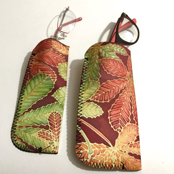 Autumnal leaves soft padded protective glasses cases for pocket or handbag