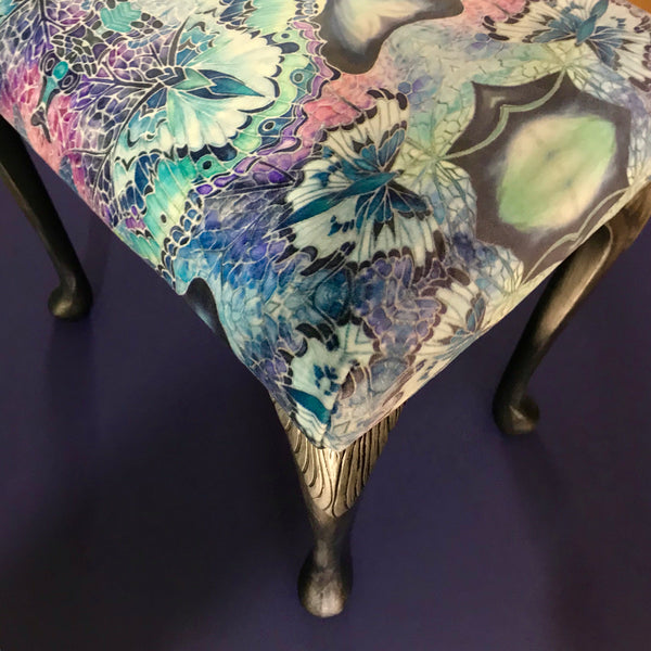 SOLD Luxury velvet dressing table stool - Footstool or Piano Stool- one off Bespoke Upholstery.