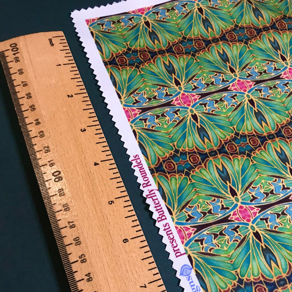 Soft Teal Green Turquoise Lilac Gold 'Gentle Stars' Designer 100% Cotton Satin fabric for curtains, upholstery and soft furnishings