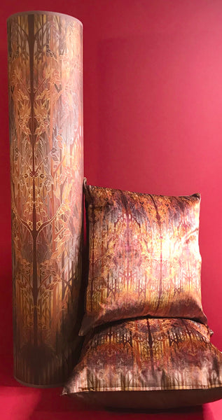 Autumn Whispers Contemporary Floor Lamp  - Welcoming Light Art Lamp - Copper russet grey trees Lamp