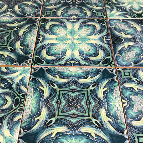 Bold Blue Teal Aqua Mixed Dolphins Set of 20 Ceramic Tiles - Bohemian Bold Mediterranean Coloured Kitchen Tiles