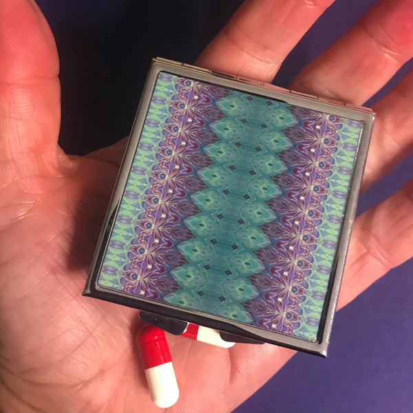 Purple and Turkish Blue Persian style Large Pill Box - Stud Earing Jewellery Box