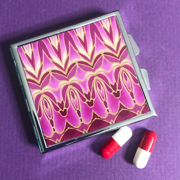 Pink Persian style Large Pill Box - Stud Earing Jewellery Box
