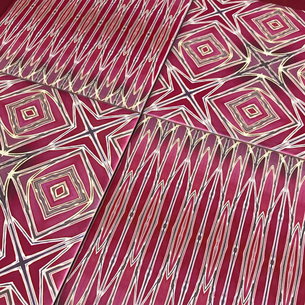 Red Gold mixed set of Oriental Style Bathroom Tiles - Bohemian Kitchen Tiles - Orchid Repeat Decorative Tiles