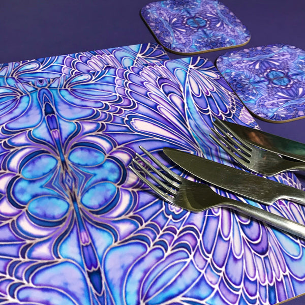 Soft Blue Lilac Butterfly Placemats and Coasters - Table Mats & Coasters, Blue Glass Chopping Boards