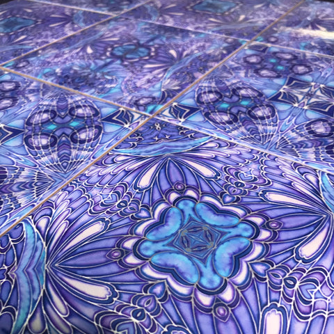 Contemporary Blueberry Butterfly Tiles Mixed Patterns - Blue Green Purple Tiles - Beautiful Tile - Bohemian Tiles