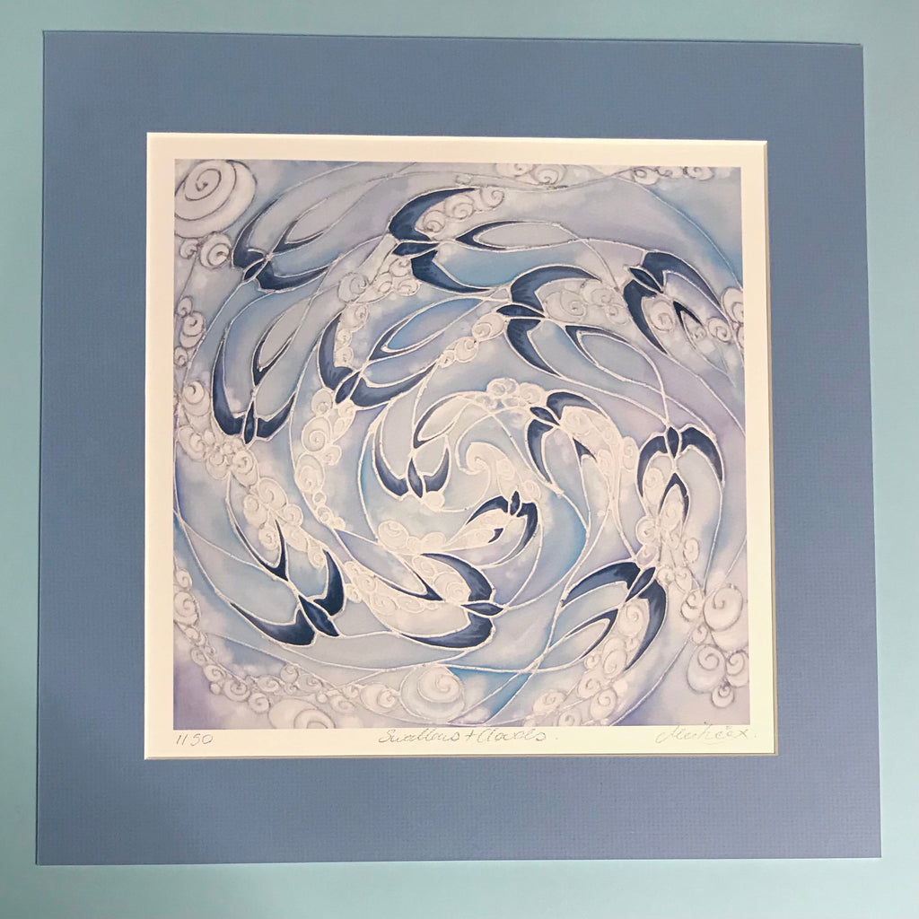 Swallows and Clouds Signed Print - Living Room Bedroom Bathroom Art