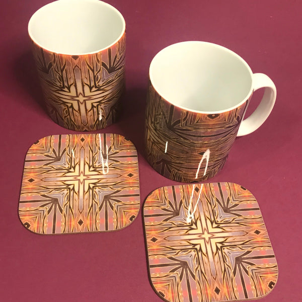 Forest Trees High Quality Table Mats and Coasters - Burgundy Terracotta Tableware - Copper Brown Burgundy Tableware