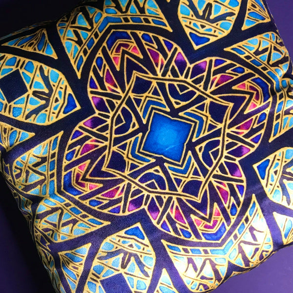 Rose Window Designer Cushions in Luxurious Velvet - Pink, Purple & Blue Dramatic Throw Pillow