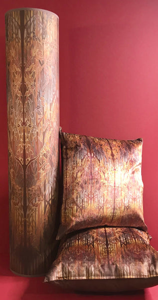 Autumn Whispers Contemporary Floor Lamp 1m tube - Welcoming Light Art Lamp - Copper russet grey trees Lamp