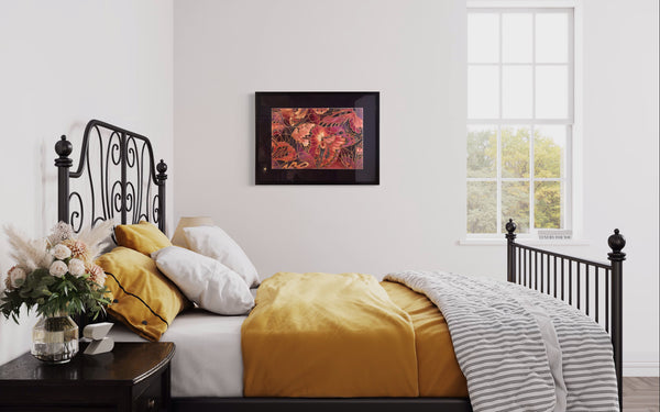 Deep and Moody Butterfly Heaven Painting - Butterflies hand painted silk  -  Dramatic Original Art