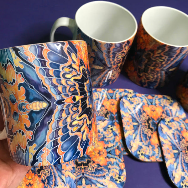 Contemporary Grey Blue Orange Placemats & Coasters - Table Mats -