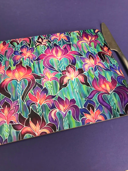 Iris  Glass chopping board - Irises Placemats & Coasters -  Pink Green Purple Table Mats