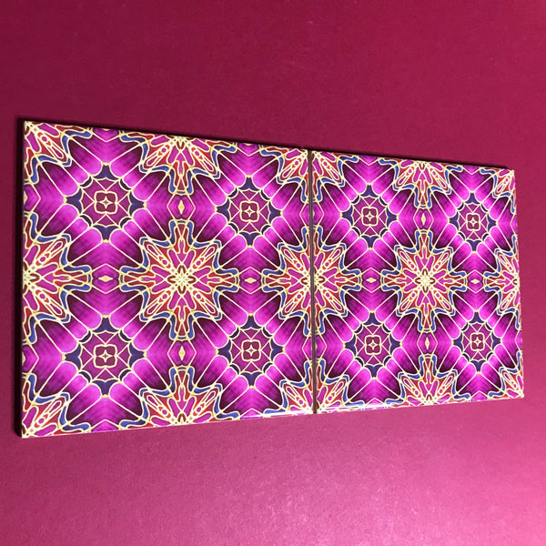 Fiesta Magenta Bathroom Tiles - Bohemian Pink Red Blue and Gold  Kitchen Tiles - Orchid Repeat Decorative Tiles