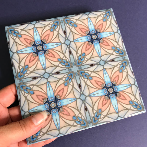 Italian Style Tiles - contemporary tile in blue grey and terracotta sand - Echoes of Assisi - 6x6"