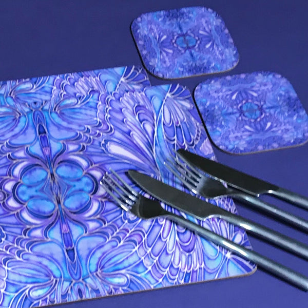 Soft Blue Lilac Butterfly Placemats and Coasters - Table Mats & Coasters, Blue Glass Chopping Boards