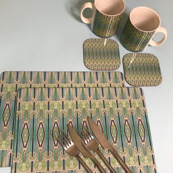 Deco Style duck egg, sage, turquoise Table Mats - green chopping boards