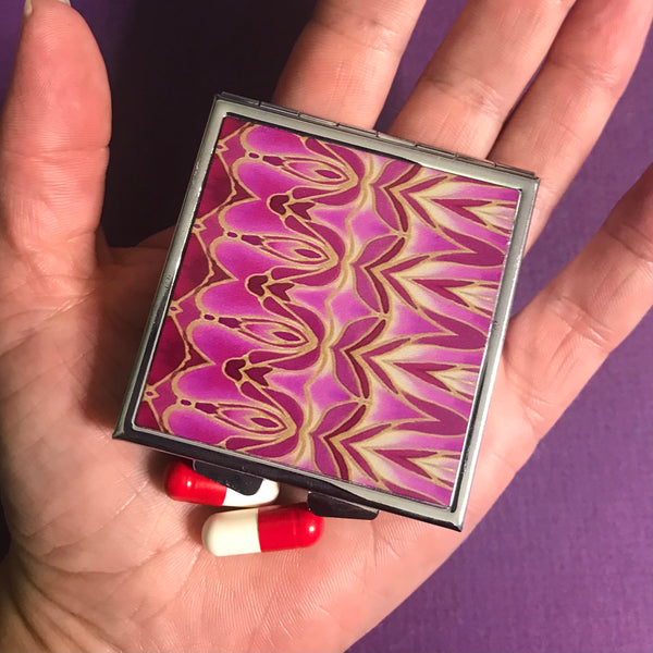Pink Persian style Large Pill Box - Stud Earing Jewellery Box